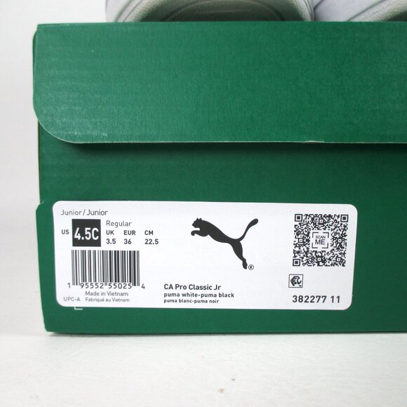 NEW PUMA Big Kids CA Pro Classic Sneaker 4.5 White Leather with Black NIB - Picture 8 of 16